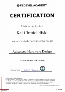 Bild: Zertifikat des Kurses