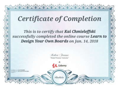 Bild: Zertifikat des Kurses